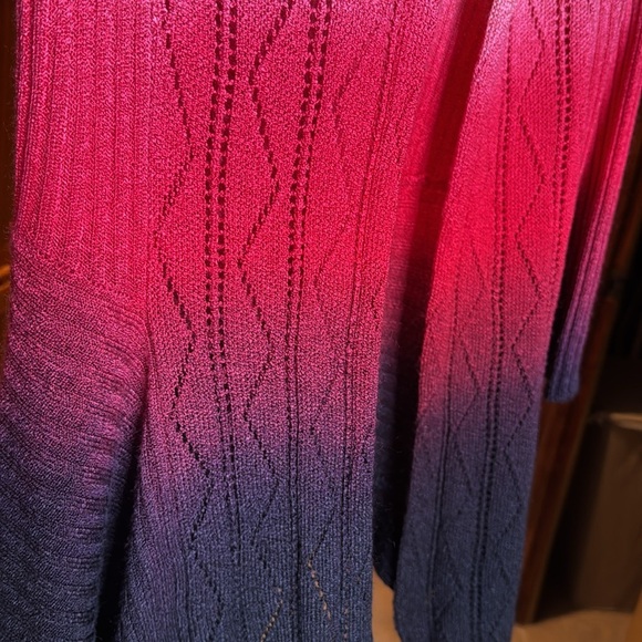 Lauren Michelle Pink Purple Ombre Waterfall Cardigan Knit Sweater Size Large - Picture 2 of 5